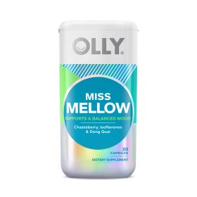 OLLY Miss Mellow Capsules, PMS Support, Supplement for Women, 30 Day Supply - 30 Count