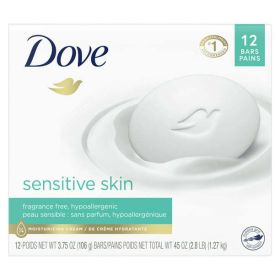 Dove Beauty Bar Sensitive Skin More Moisturizing Than Bar Soap, 3.75 oz, 12 Bars