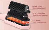 Negative Ionic Hair Straightener Brush with 9 Temp Settings, 30s Fast Heating, Hair Straightening Comb with LED Display, Anti-Scald & Auto-Shut Off Ha