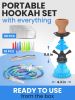 Royal Blue Hookah Set 2 Hose Hookah LilOne 12 inch Blue Mini Hookah Set with 50x Foil Hookah Bowl 10x Tips 2x Mouthpiece 2x Hookah Hose with Tongs