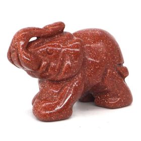 Elephant Statue Natural Gemstone Carved Healing Crystal Amethyst Quartz Animals Figurine Reiki Stones Lucky Decoration Wholesale (Color: Red Goldstone Sand, size: 2 IN)