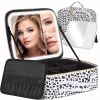 Travel Makeup Bag With Light Up Mirror, With 2X3X Magnifying Mirror And Adjustable Partitions, Portable Makeup Storage Box With 3 Color Lights For Cos